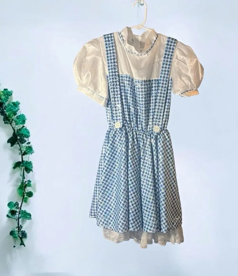Rubie's Dorothy Sequin Dress Costume Blue/White Gingham, Size M Polyester